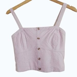 Abercrombie & Fitch Lavender Purple Cotton Blend Corset Smocked Crop Top, Size M